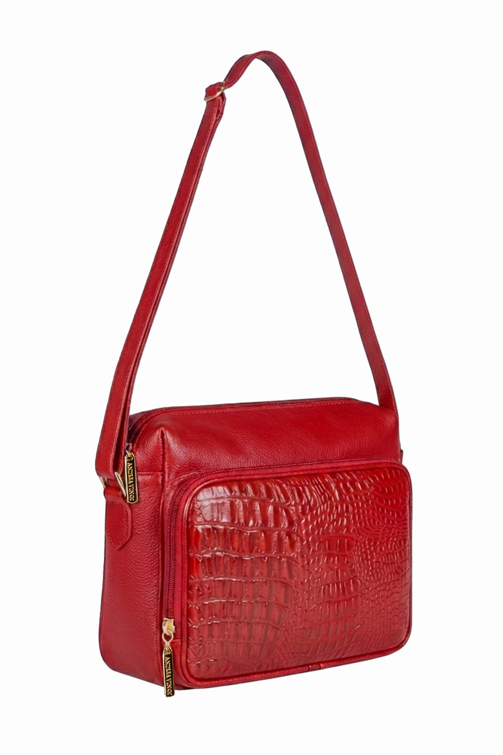 Bolsa de couro croco tiracolo com divisórias Rita