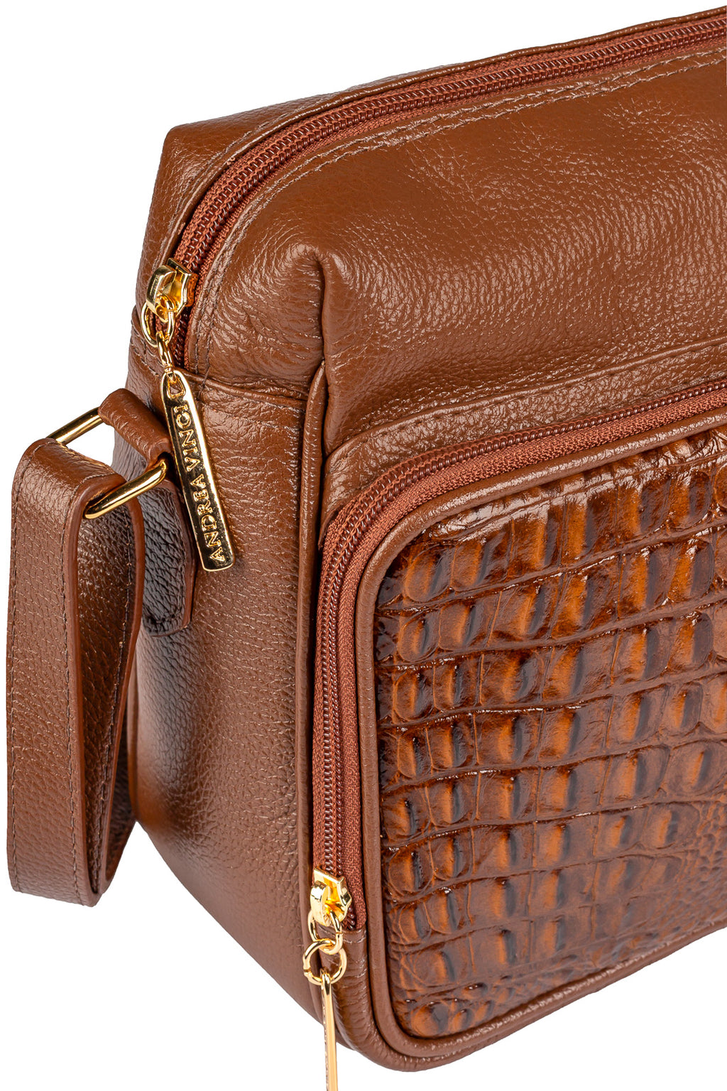 Bolsa de couro croco tiracolo com divisórias Rita