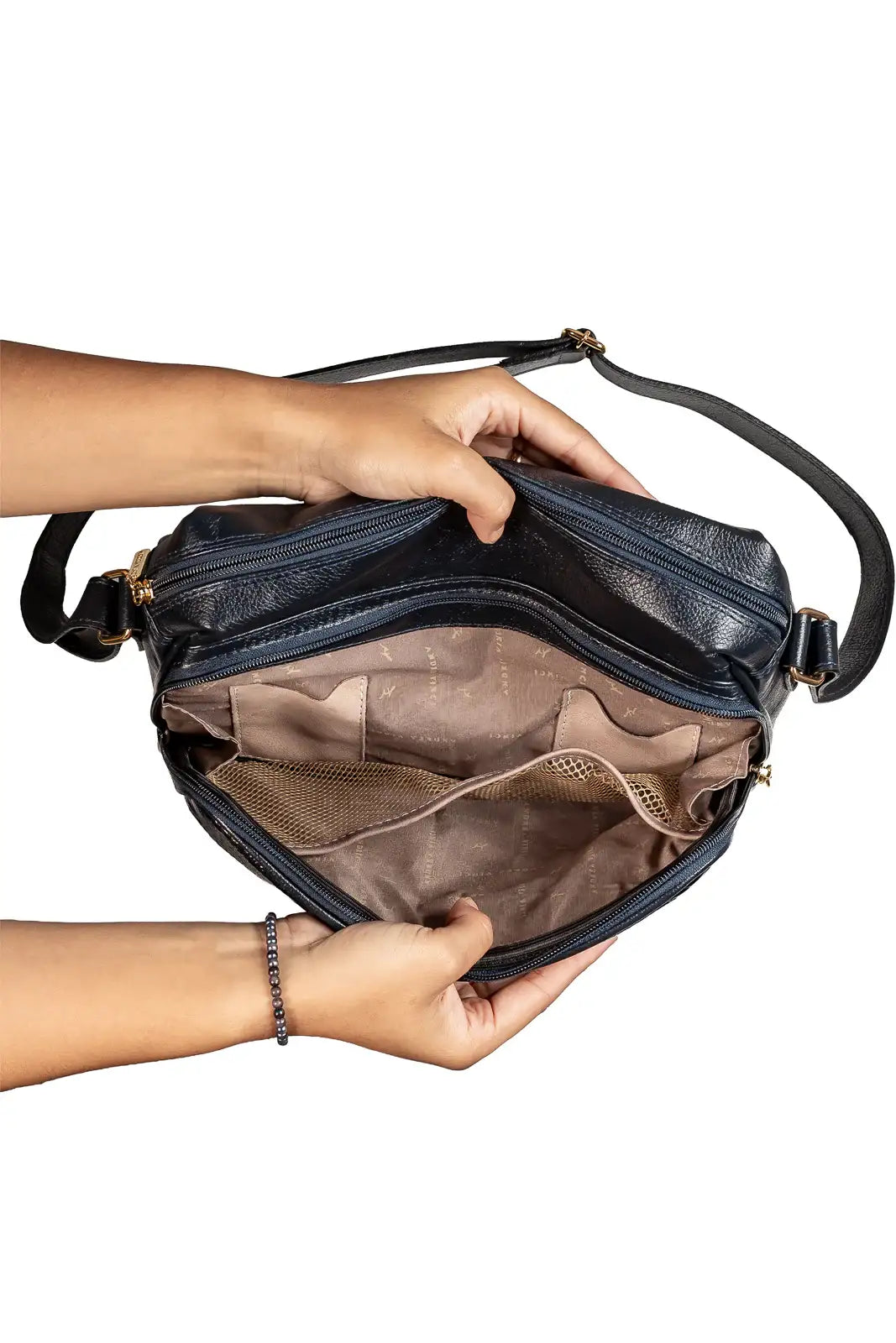 Bolsa de couro liso tiracolo Anita - Enluaze