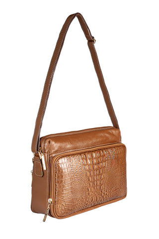 Bolsa de couro croco tiracolo Anita