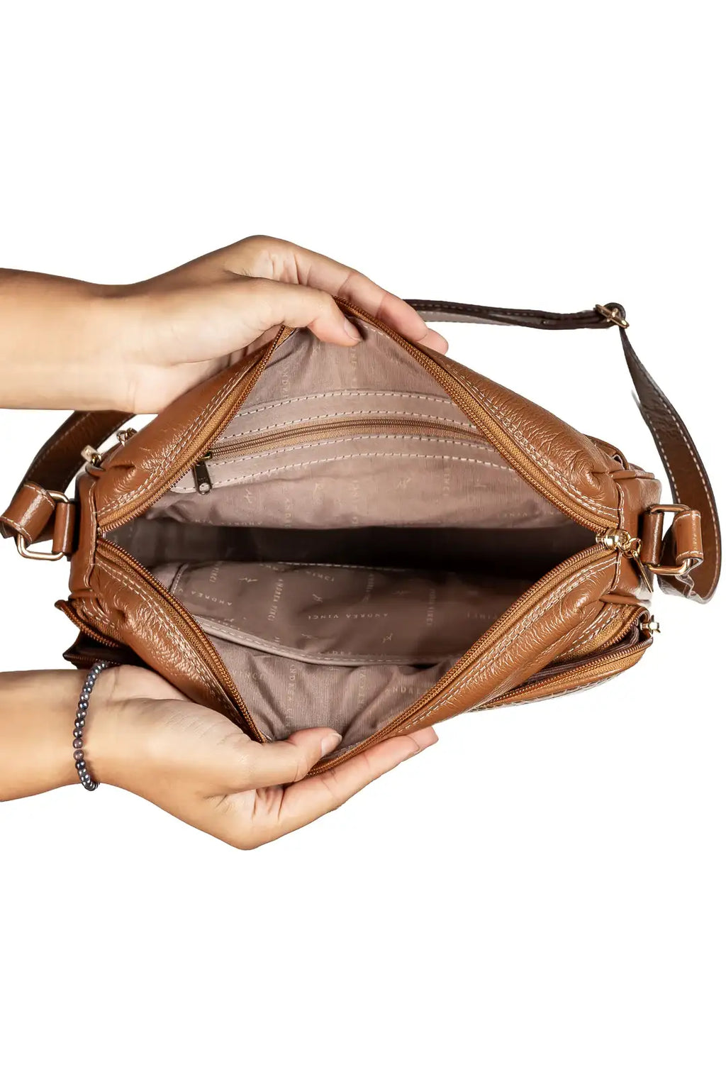 Bolsa de couro liso tiracolo Anita - Enluaze