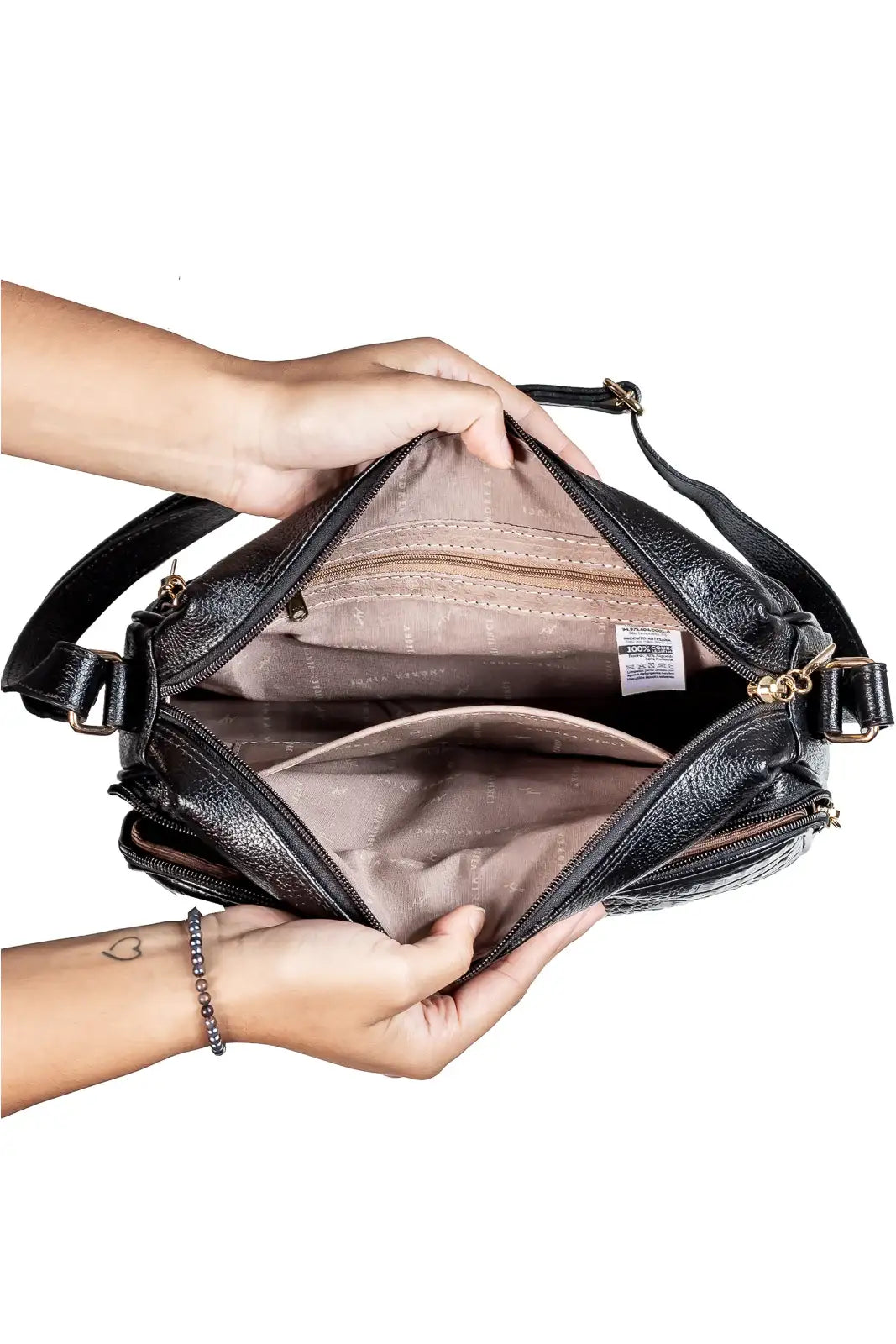 Bolsa de couro liso tiracolo Anita - Enluaze