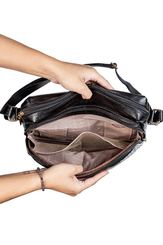 Bolsa de couro croco tiracolo Anita