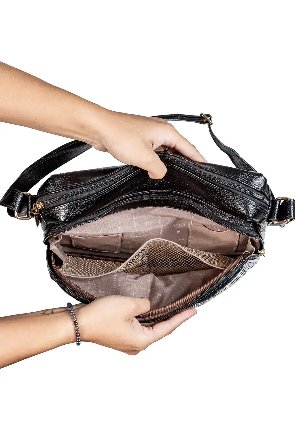 Bolsa de couro liso tiracolo Anita - Enluaze