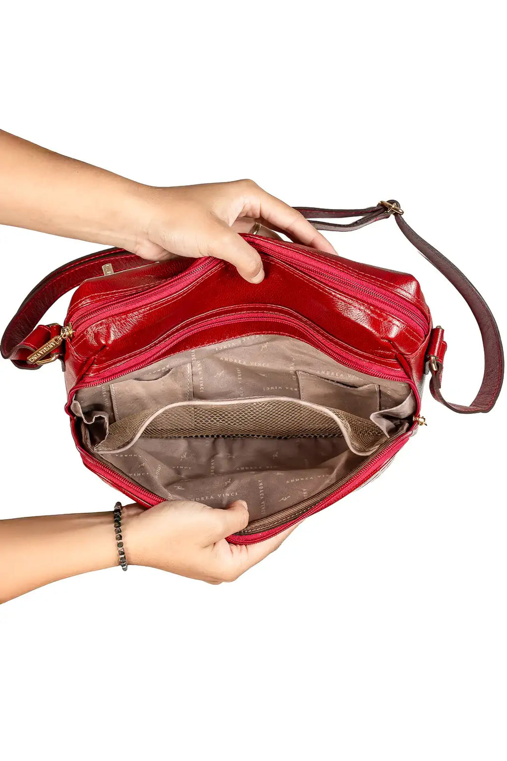 Bolsa de couro liso tiracolo Anita - Enluaze