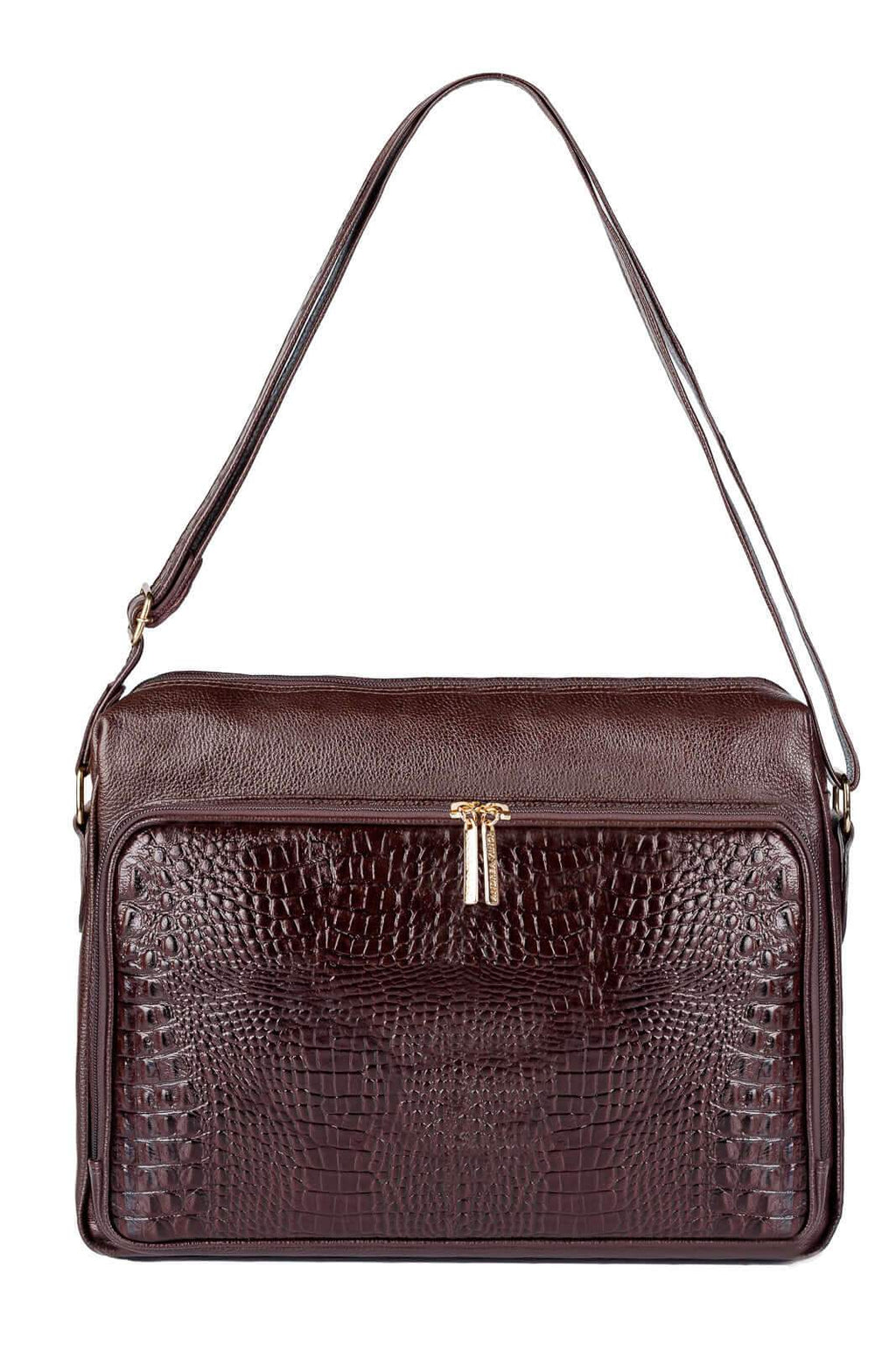 Pasta de couro croco tiracolo Cristina - Enluaze