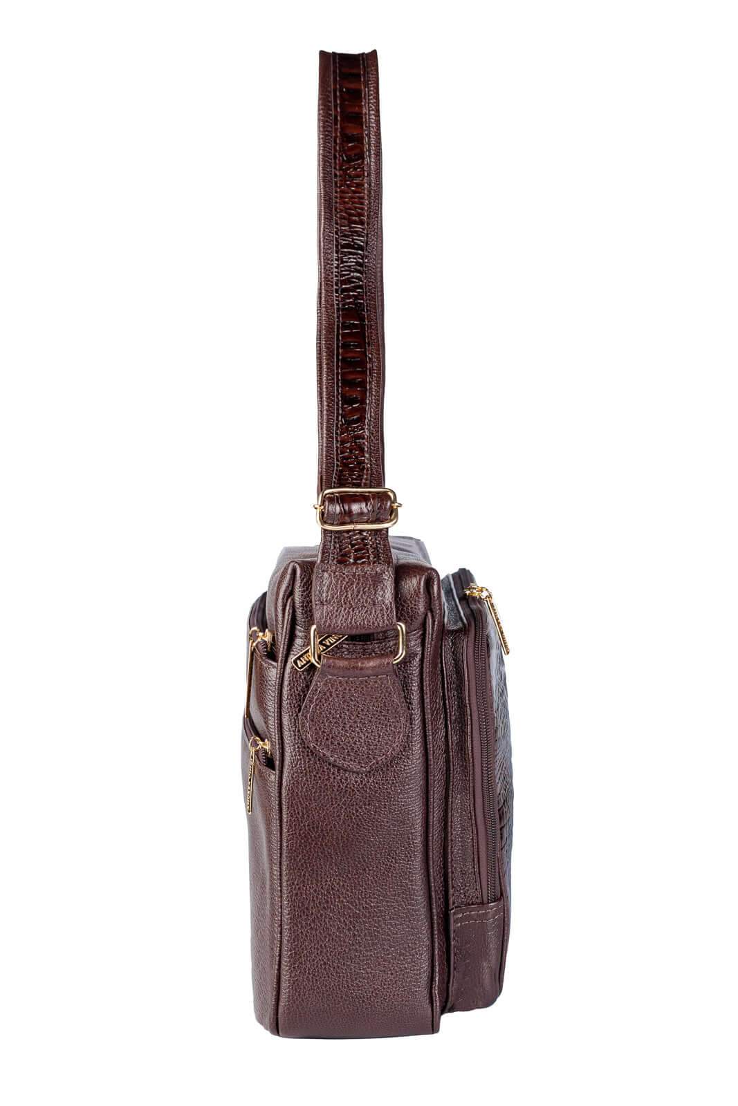 Pasta de couro croco tiracolo Cristina - Enluaze