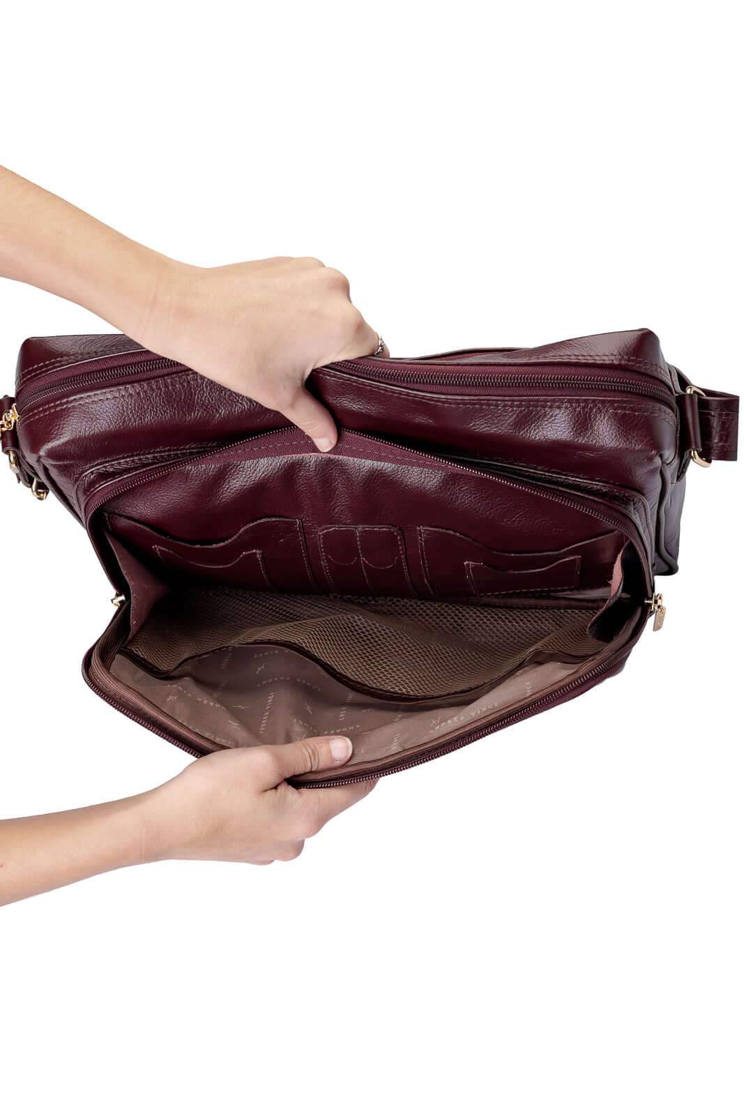 Pasta de couro croco tiracolo Cristina - Enluaze