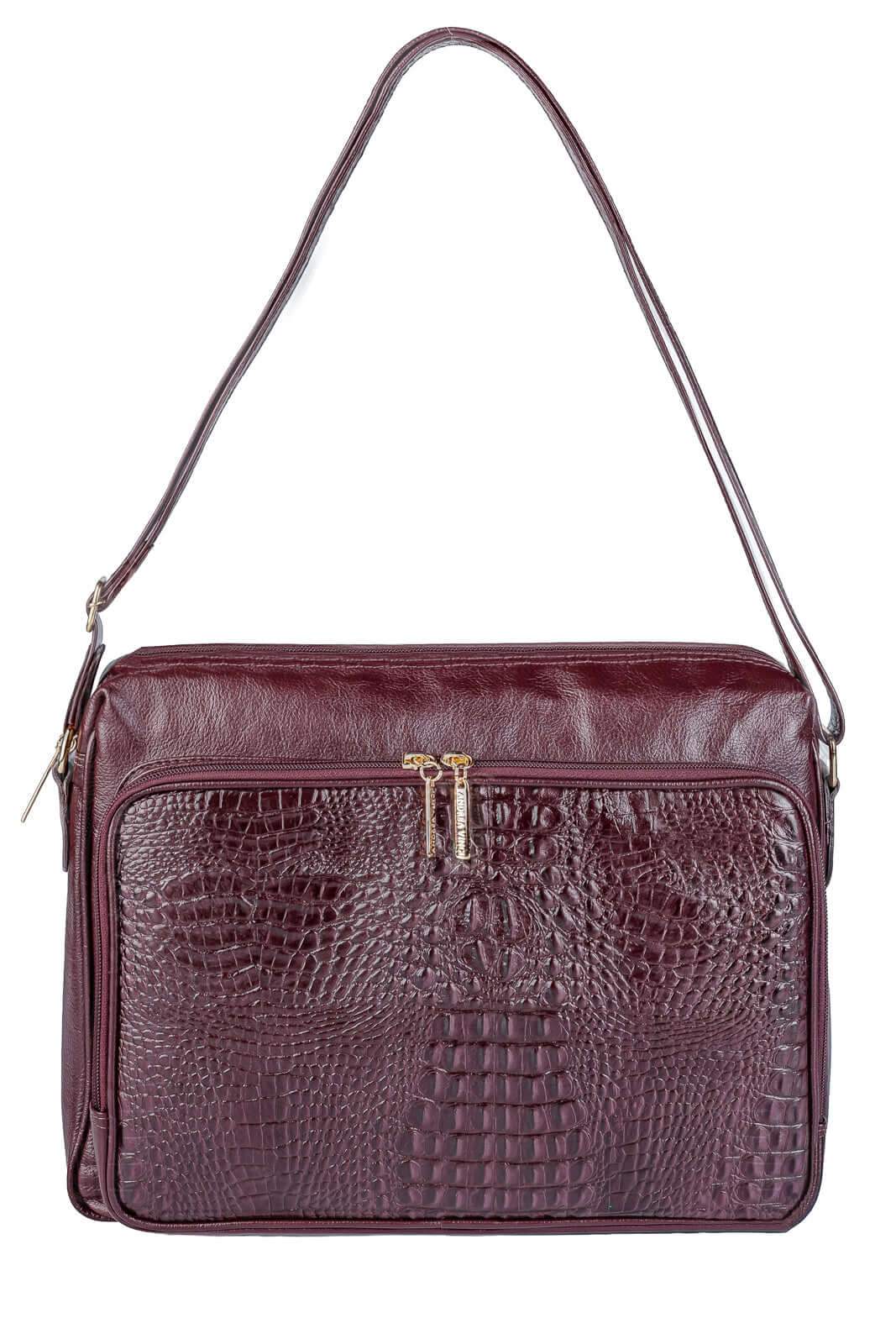 Pasta de couro croco tiracolo Cristina - Enluaze