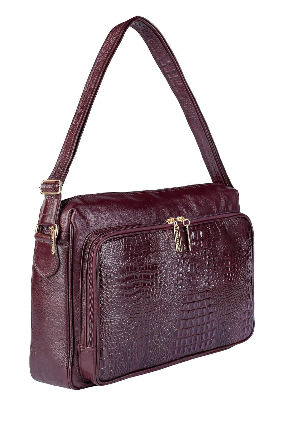 Pasta de couro croco tiracolo Cristina - Enluaze