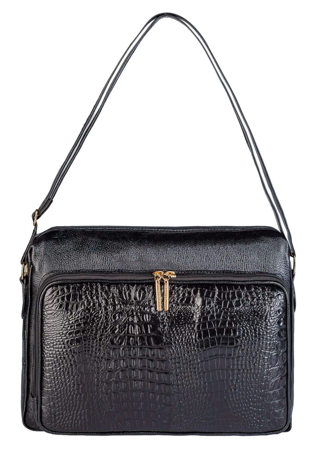 Pasta de couro croco tiracolo Cristina - Enluaze