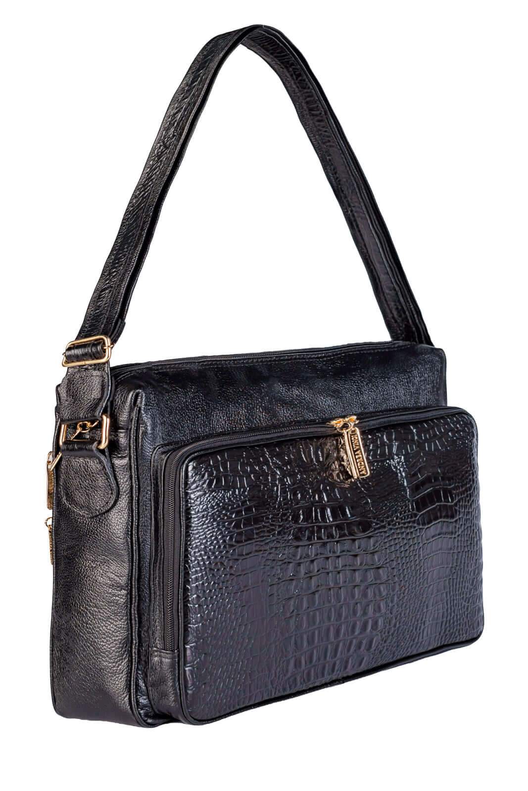 Pasta de couro croco tiracolo Cristina - Enluaze