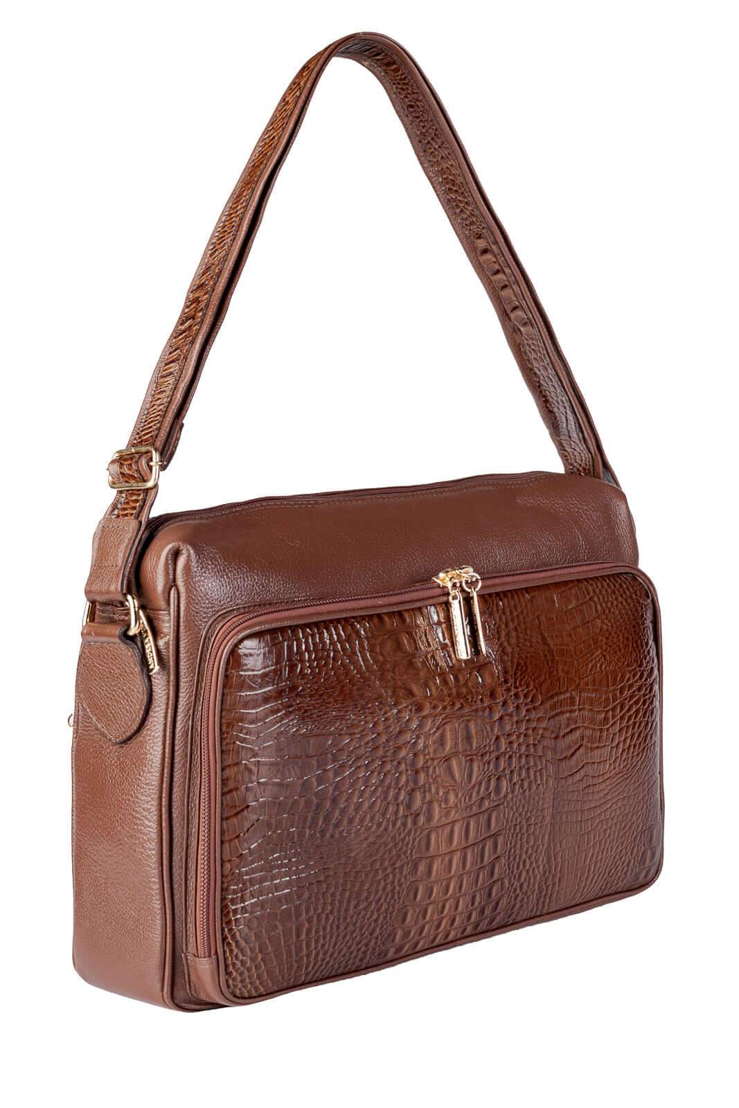 Pasta de couro croco tiracolo Cristina - Enluaze