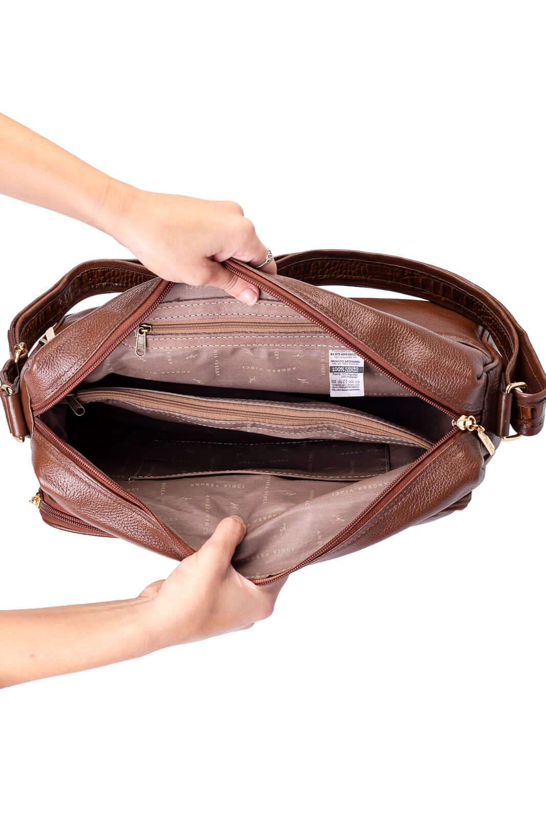 Pasta de couro croco tiracolo Cristina - Enluaze