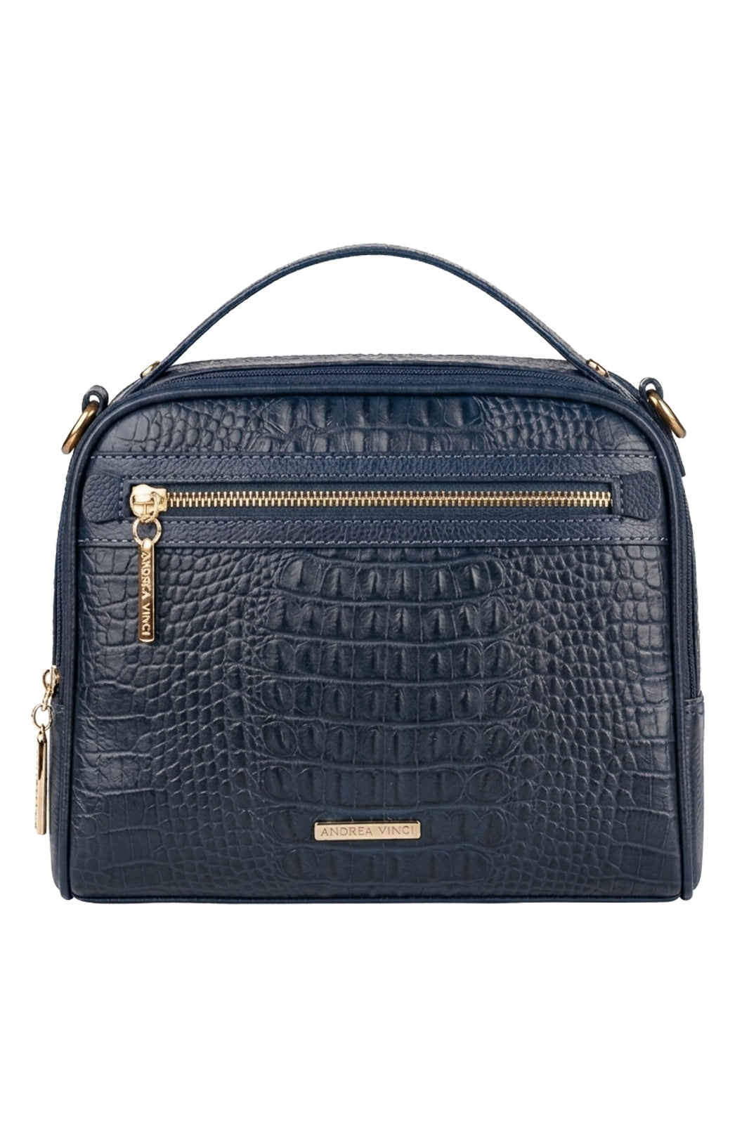 Bolsa baú pequena de couro croco Lara