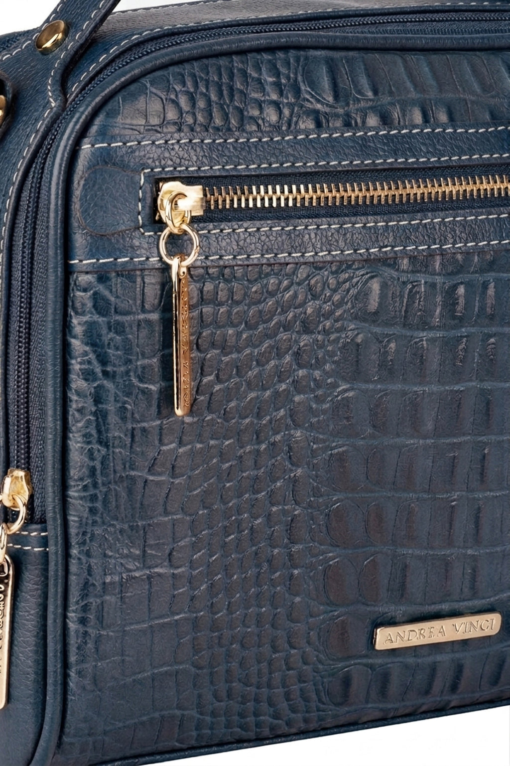 Bolsa baú pequena de couro croco Lara