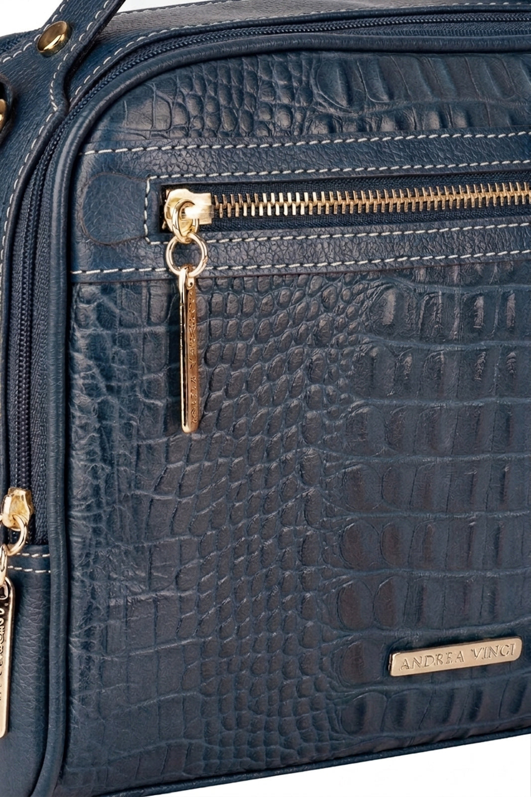 Bolsa baú pequena de couro croco Lara
