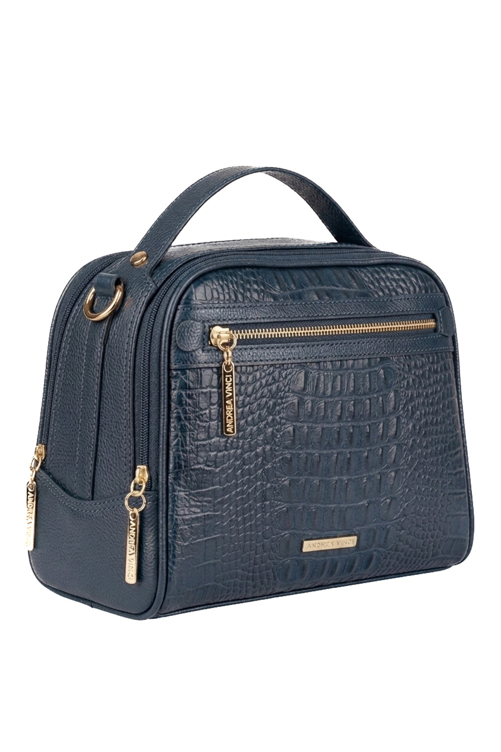 Bolsa baú pequena de couro croco Lara