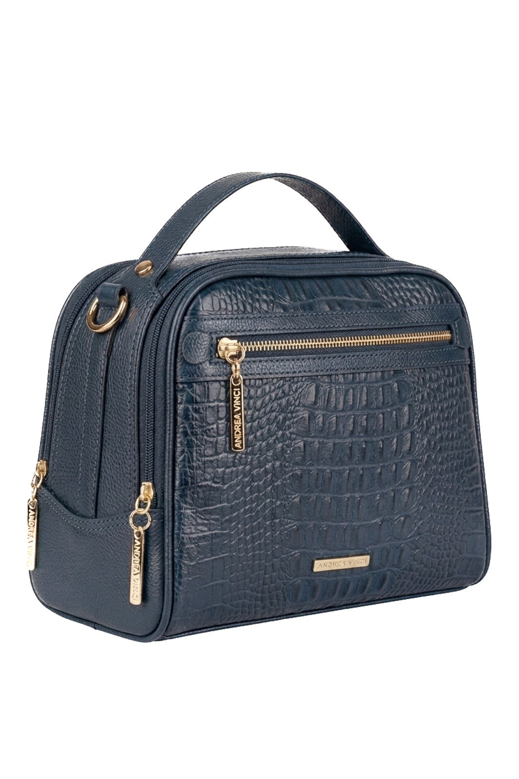 Bolsa baú pequena de couro croco Lara
