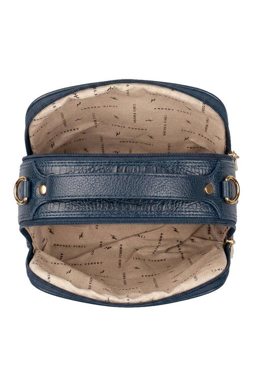 Bolsa baú pequena de couro liso Lara