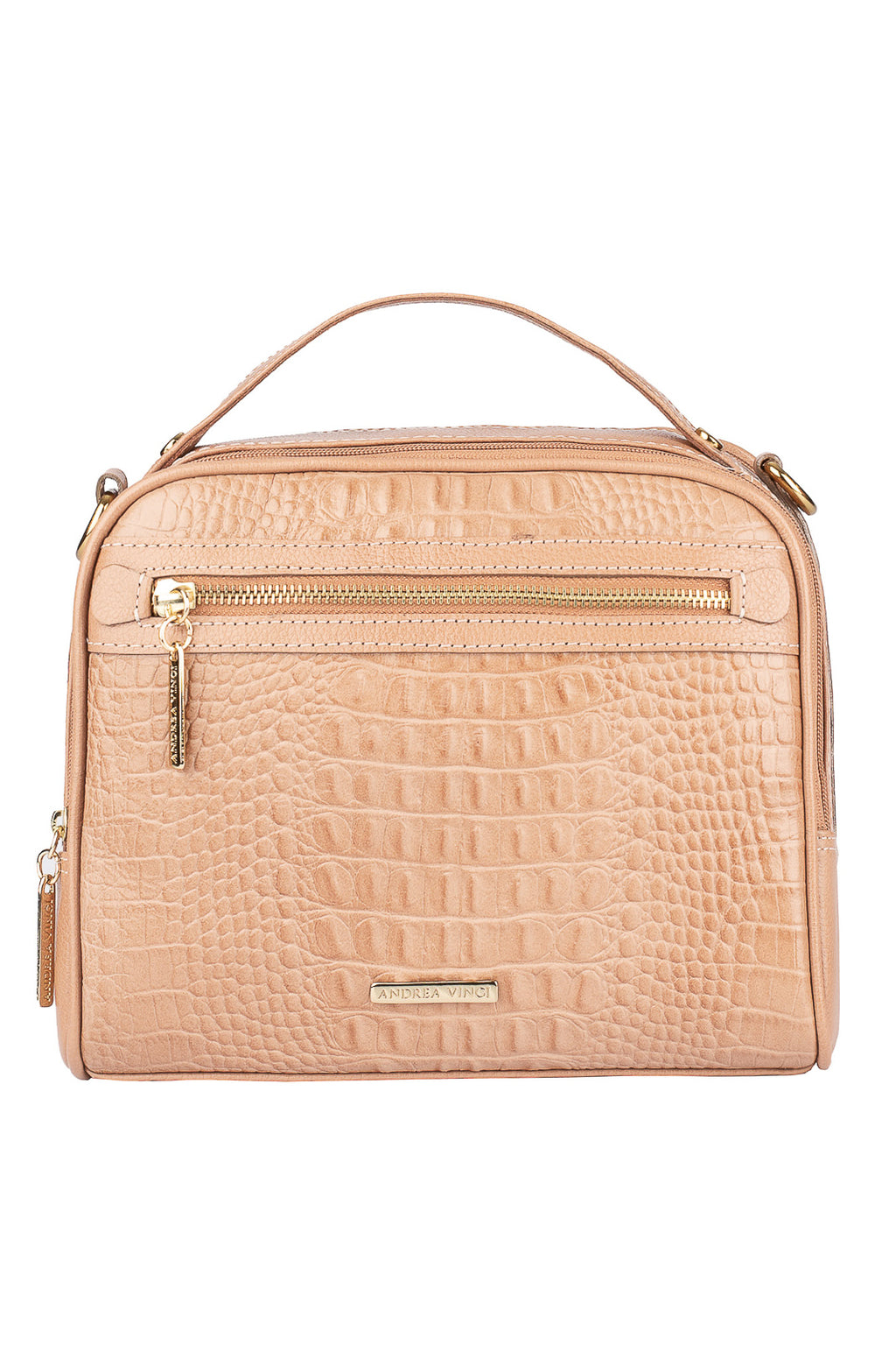 Bolsa baú pequena de couro croco Lara