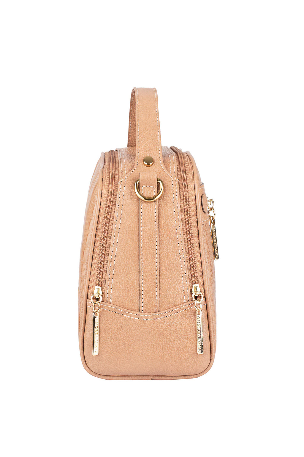 Bolsa baú pequena de couro croco Lara