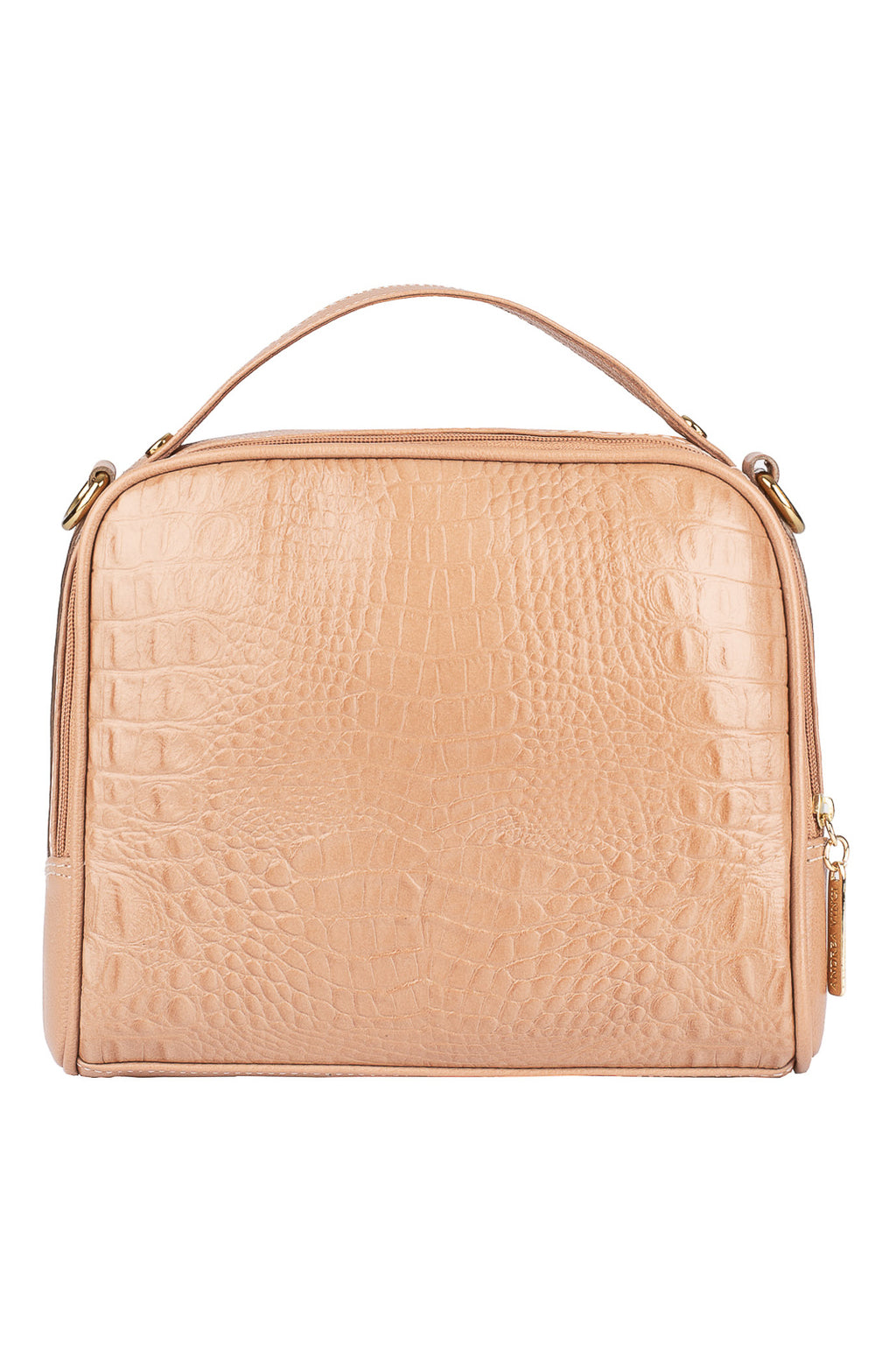 Bolsa baú pequena de couro croco Lara