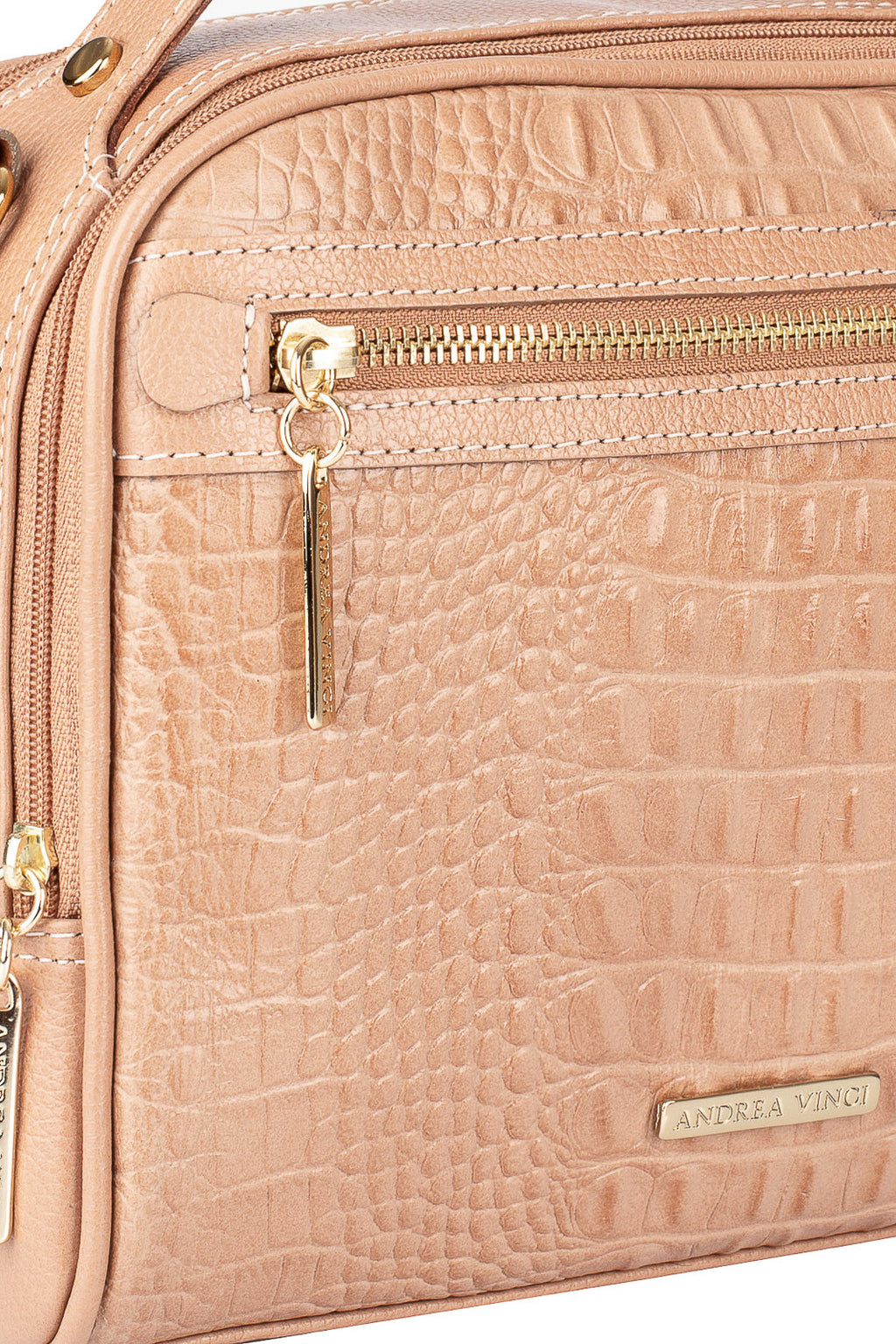 Bolsa baú pequena de couro croco Lara