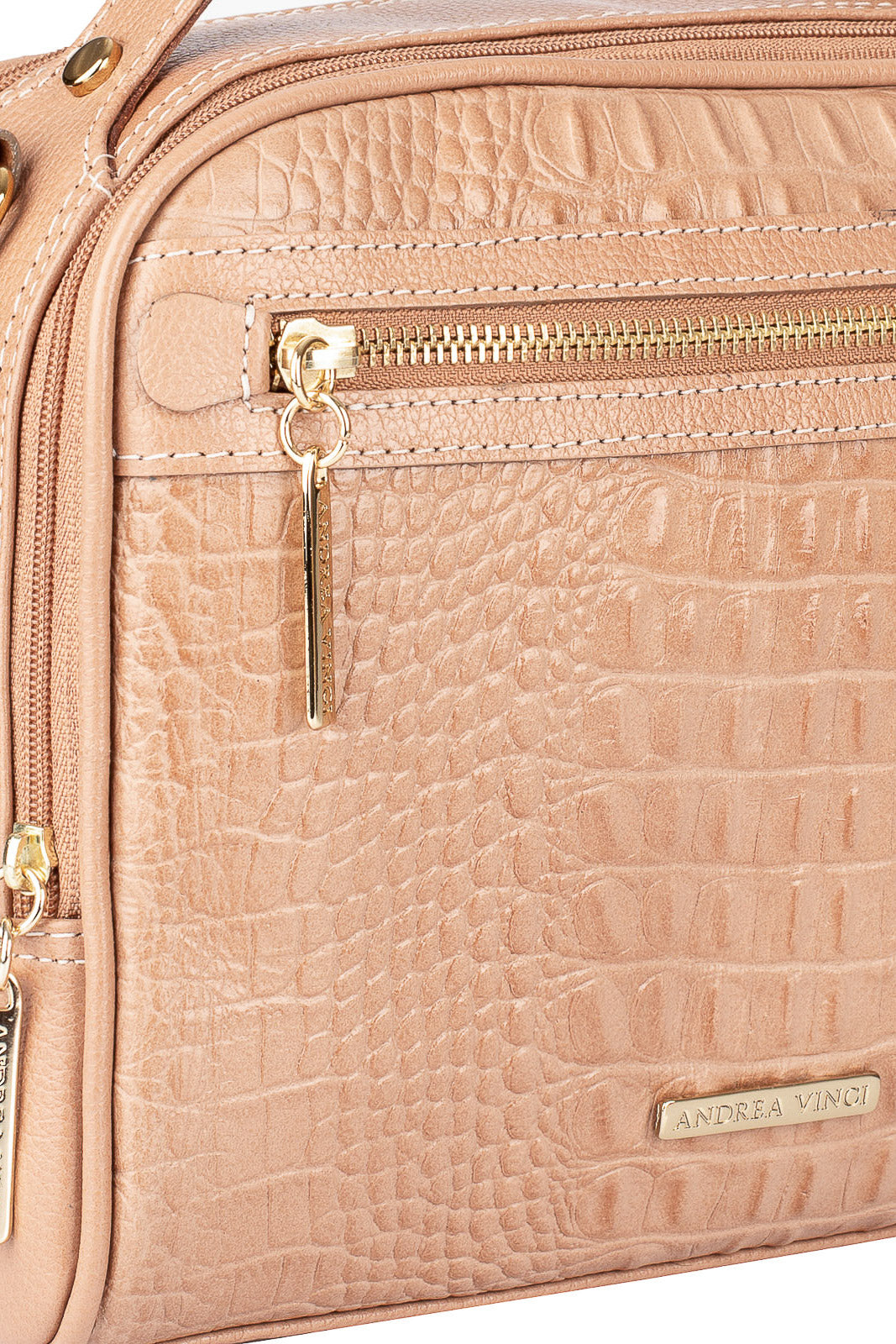 Bolsa baú pequena de couro croco Lara