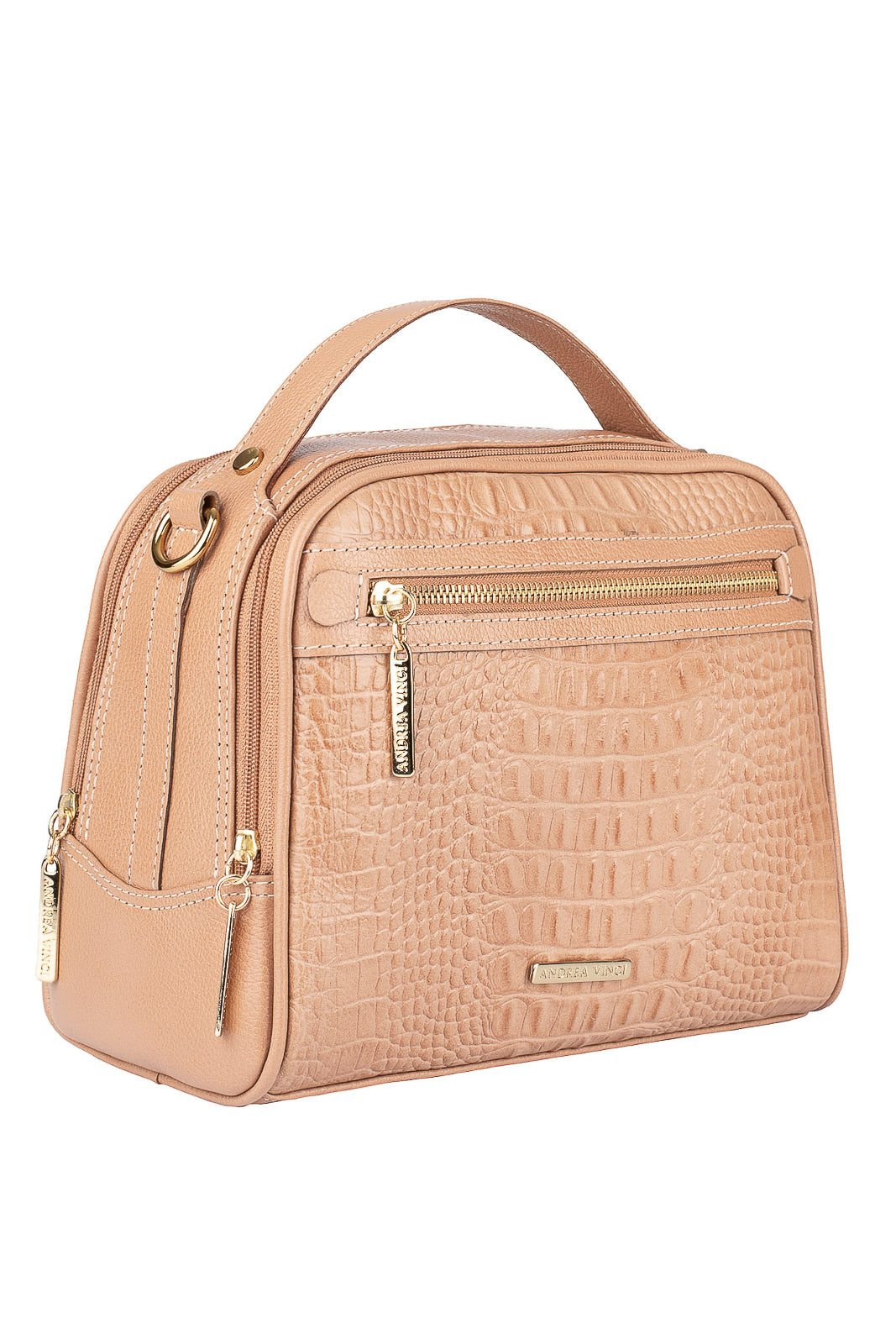 Bolsa baú pequena de couro croco Lara