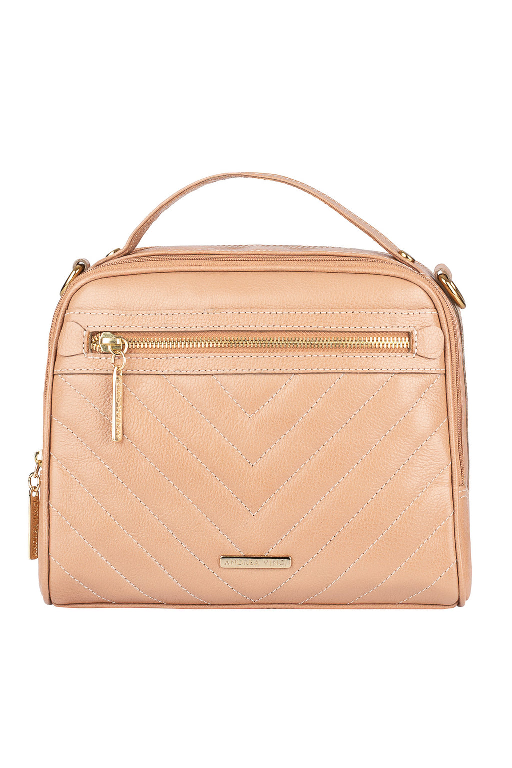 Bolsa baú pequena de couro liso Lara