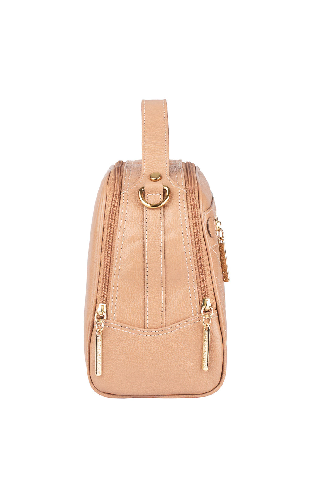 Bolsa baú pequena de couro liso Lara