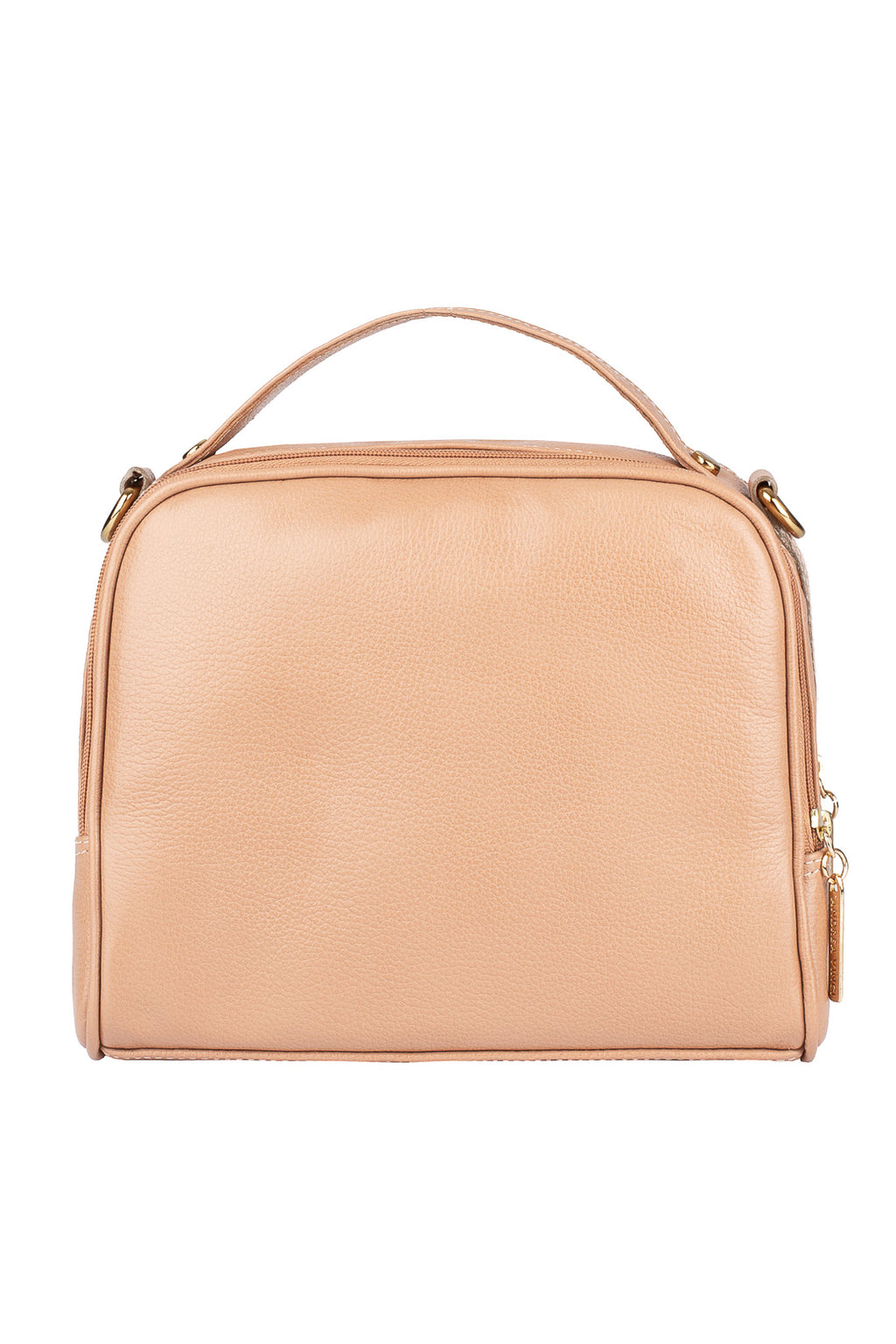 Bolsa baú pequena de couro liso Lara