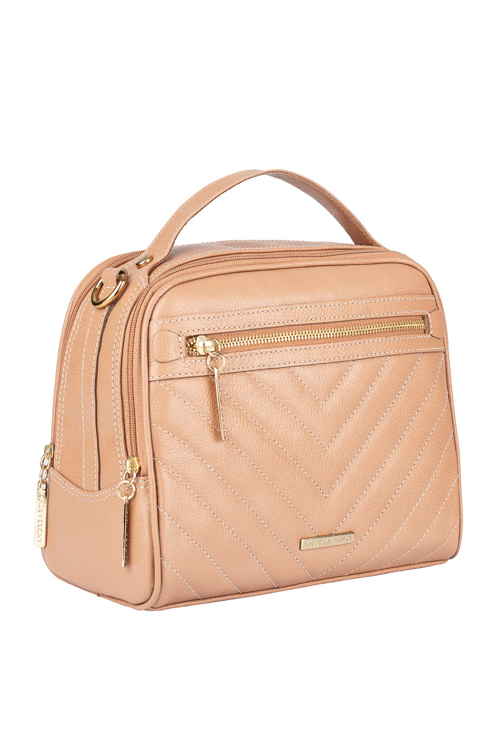 Bolsa baú pequena de couro liso Lara