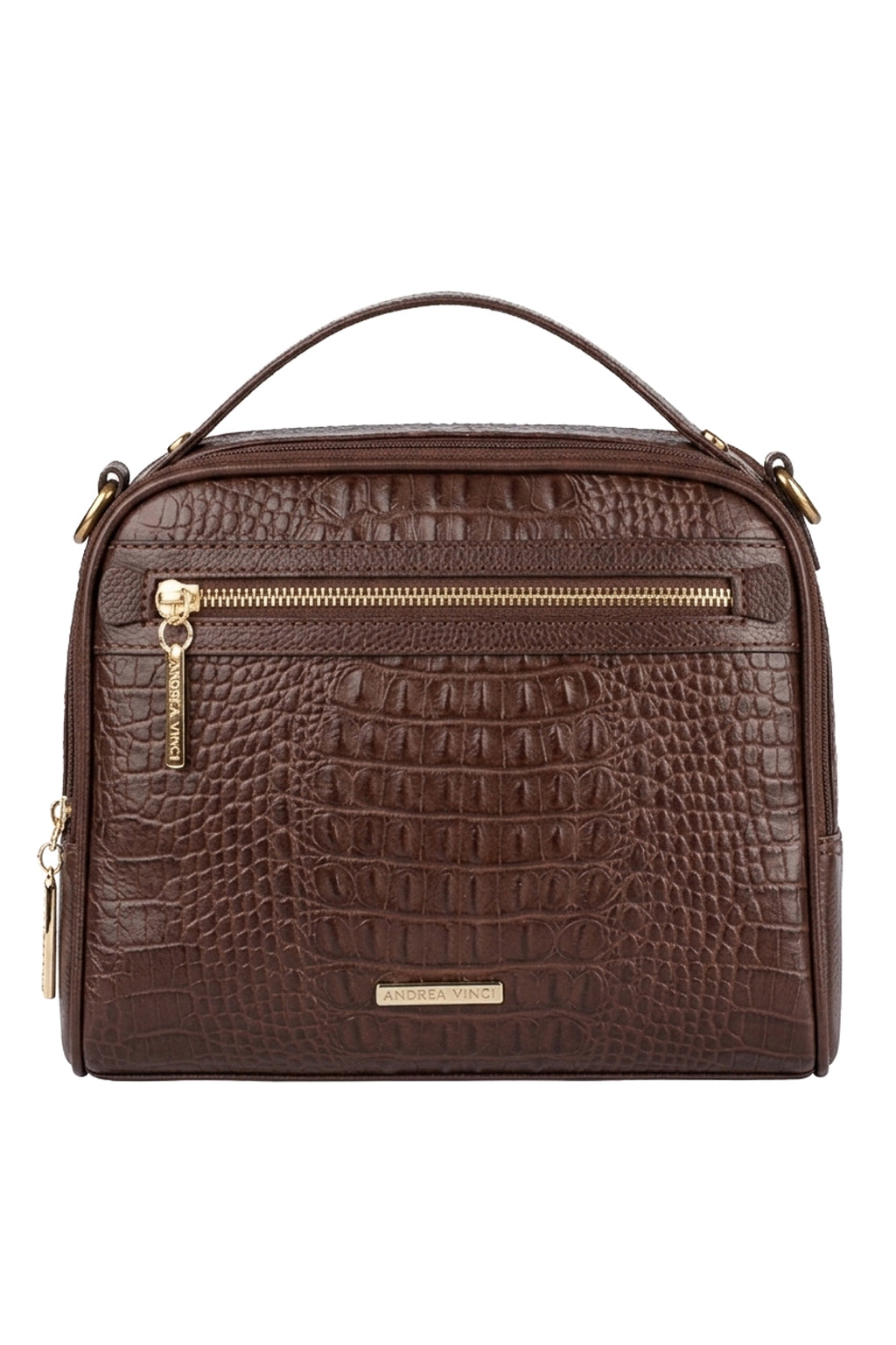 Bolsa baú pequena de couro croco Lara