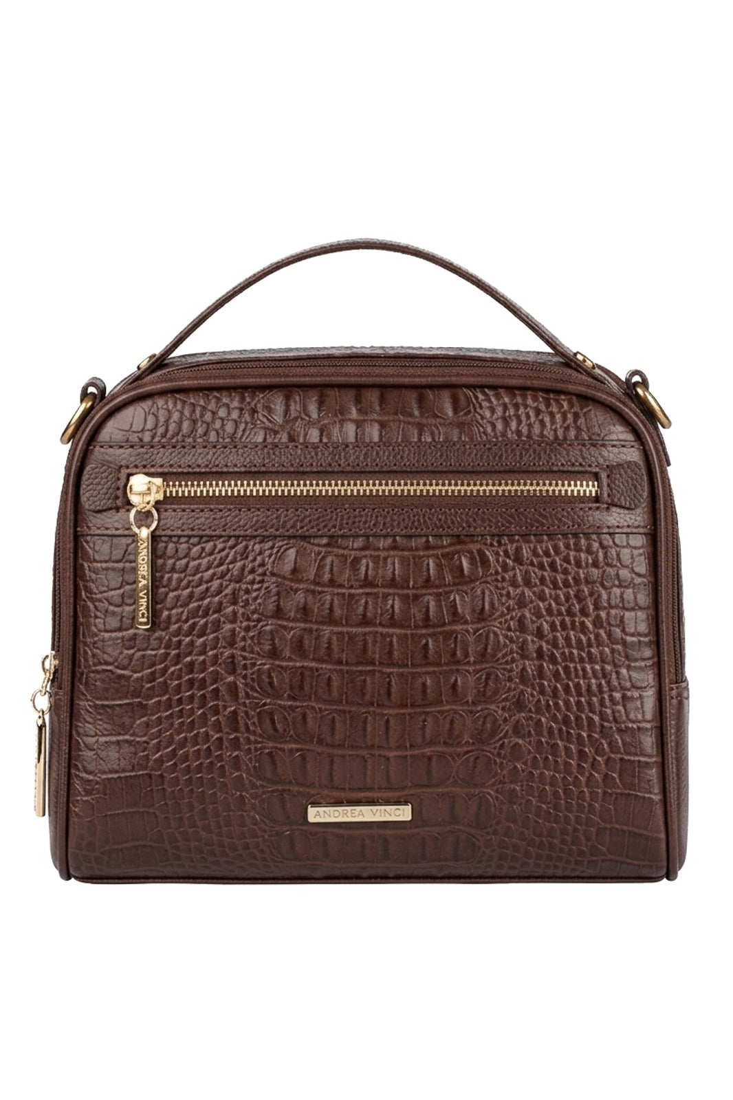 Bolsa baú pequena de couro croco Lara