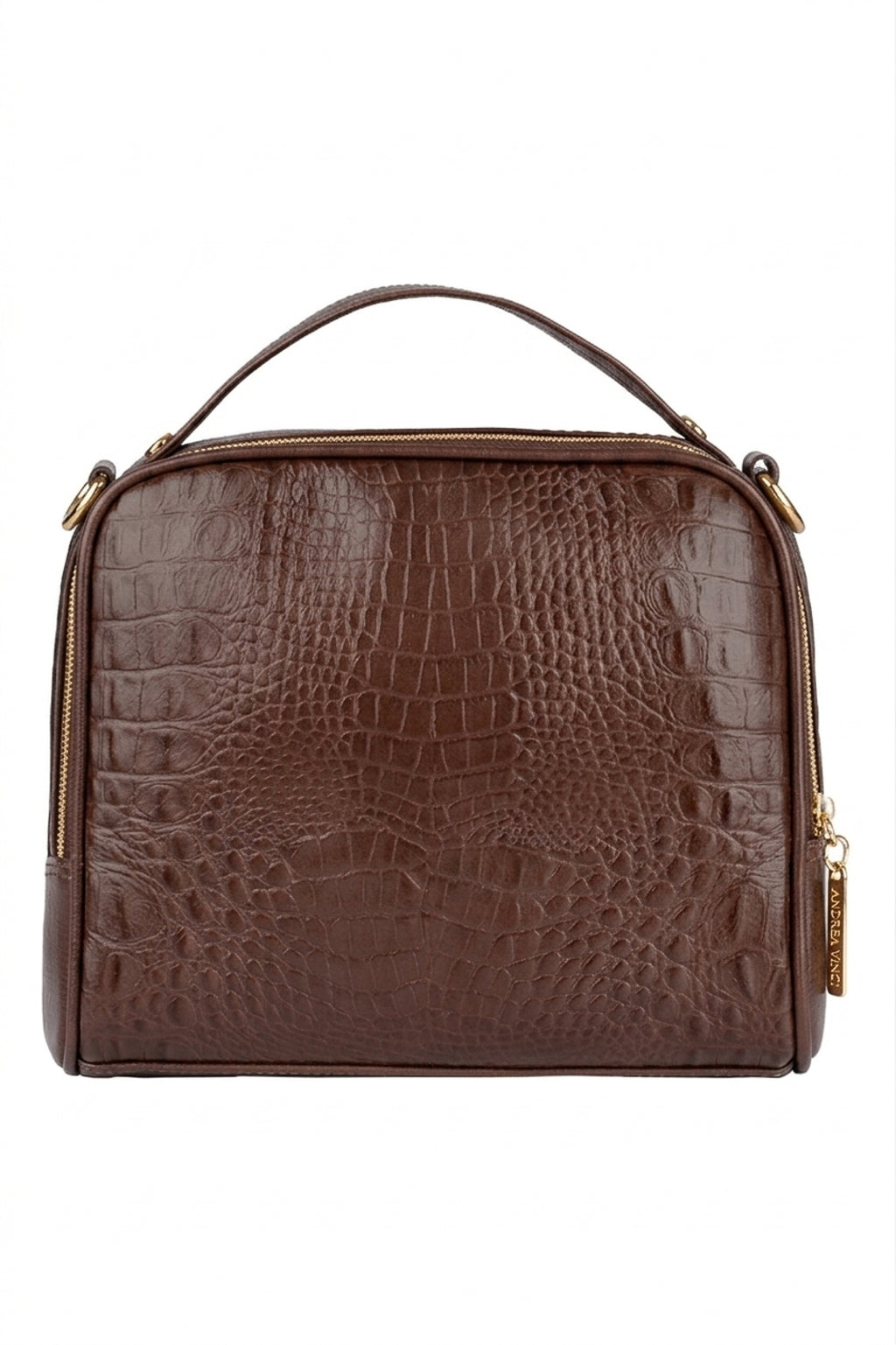 Bolsa baú pequena de couro croco Lara
