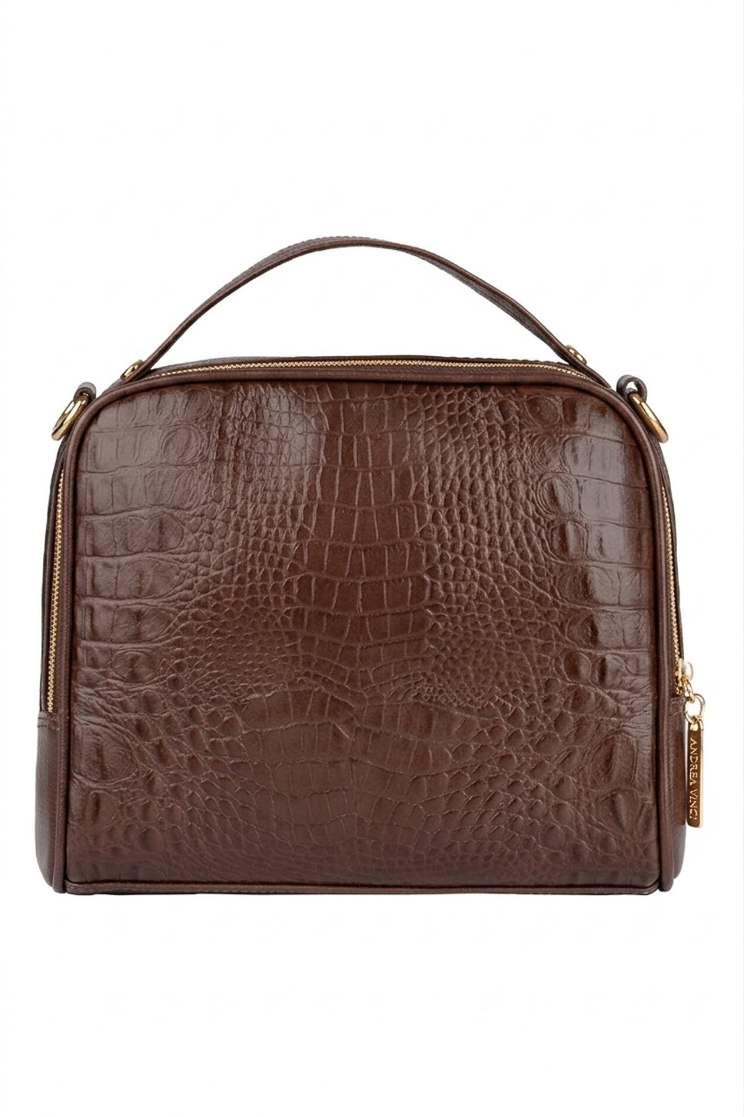 Bolsa baú pequena de couro croco Lara