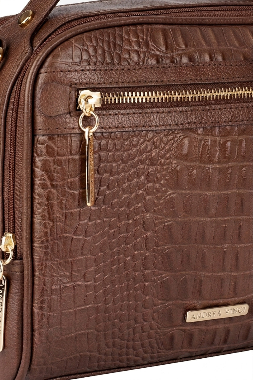 Bolsa baú pequena de couro croco Lara