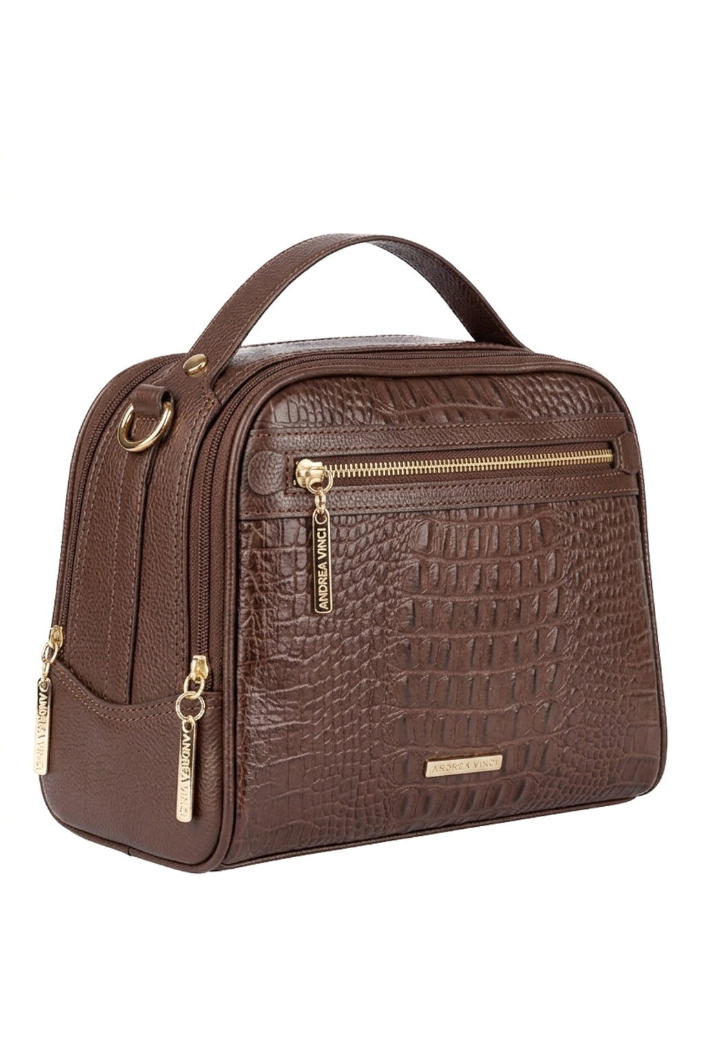 Bolsa baú pequena de couro croco Lara