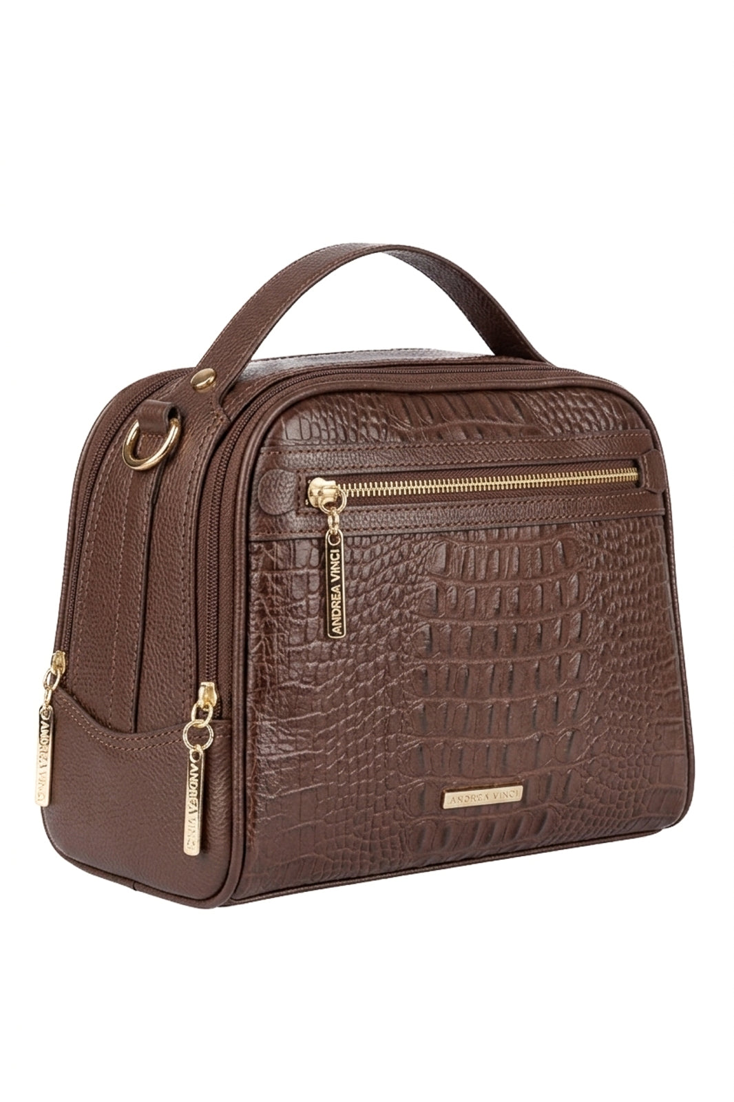 Bolsa baú pequena de couro croco Lara