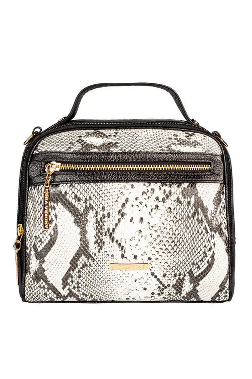 Bolsa baú pequena de couro estampado Lara - Enluaze