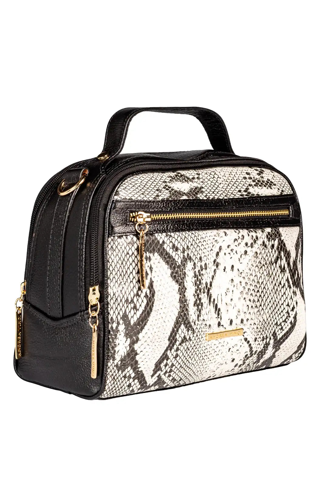 Bolsa baú pequena de couro estampado Lara - Enluaze