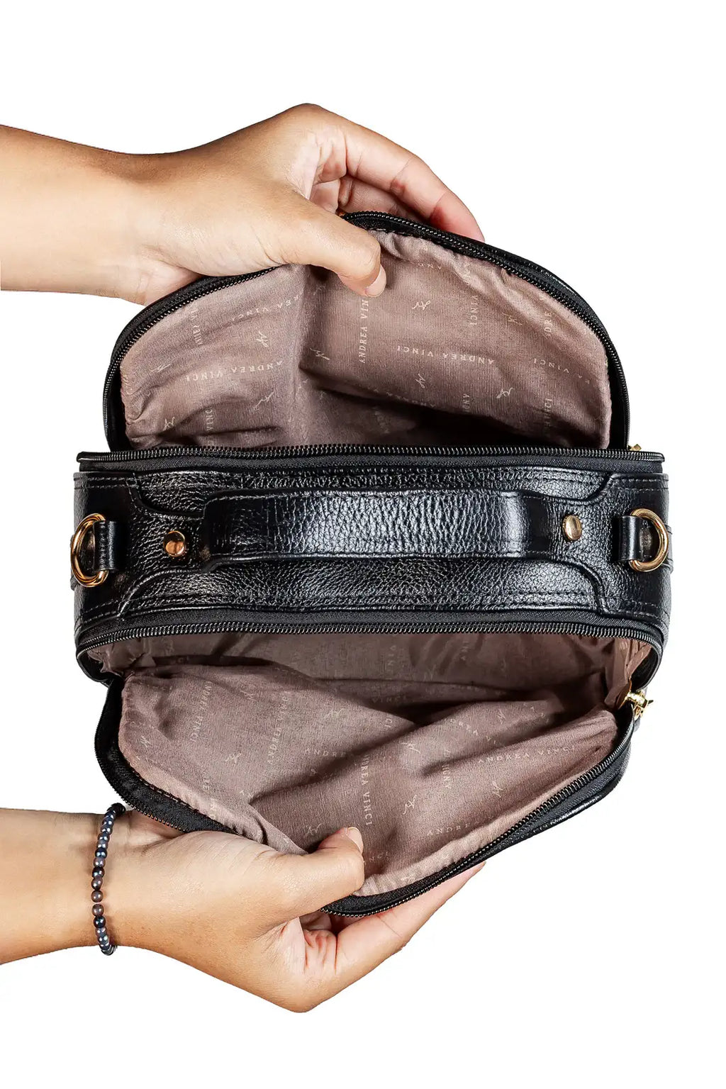 Bolsa baú pequena de couro estampado Lara - Enluaze