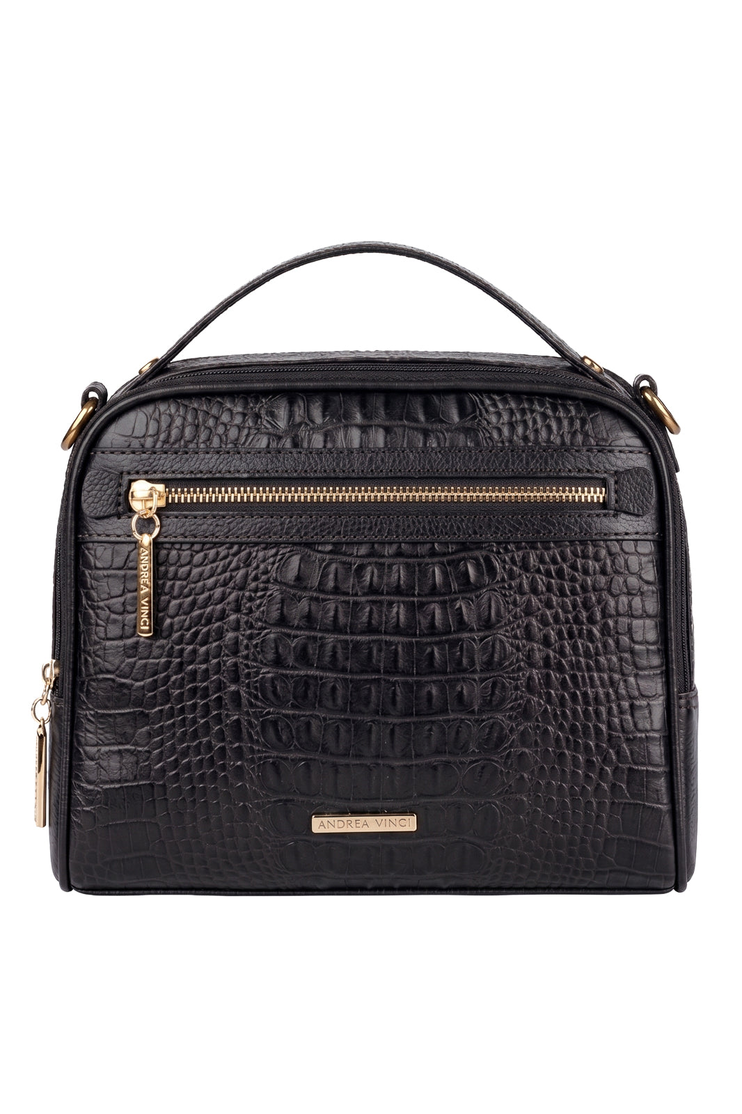Bolsa baú pequena de couro croco Lara