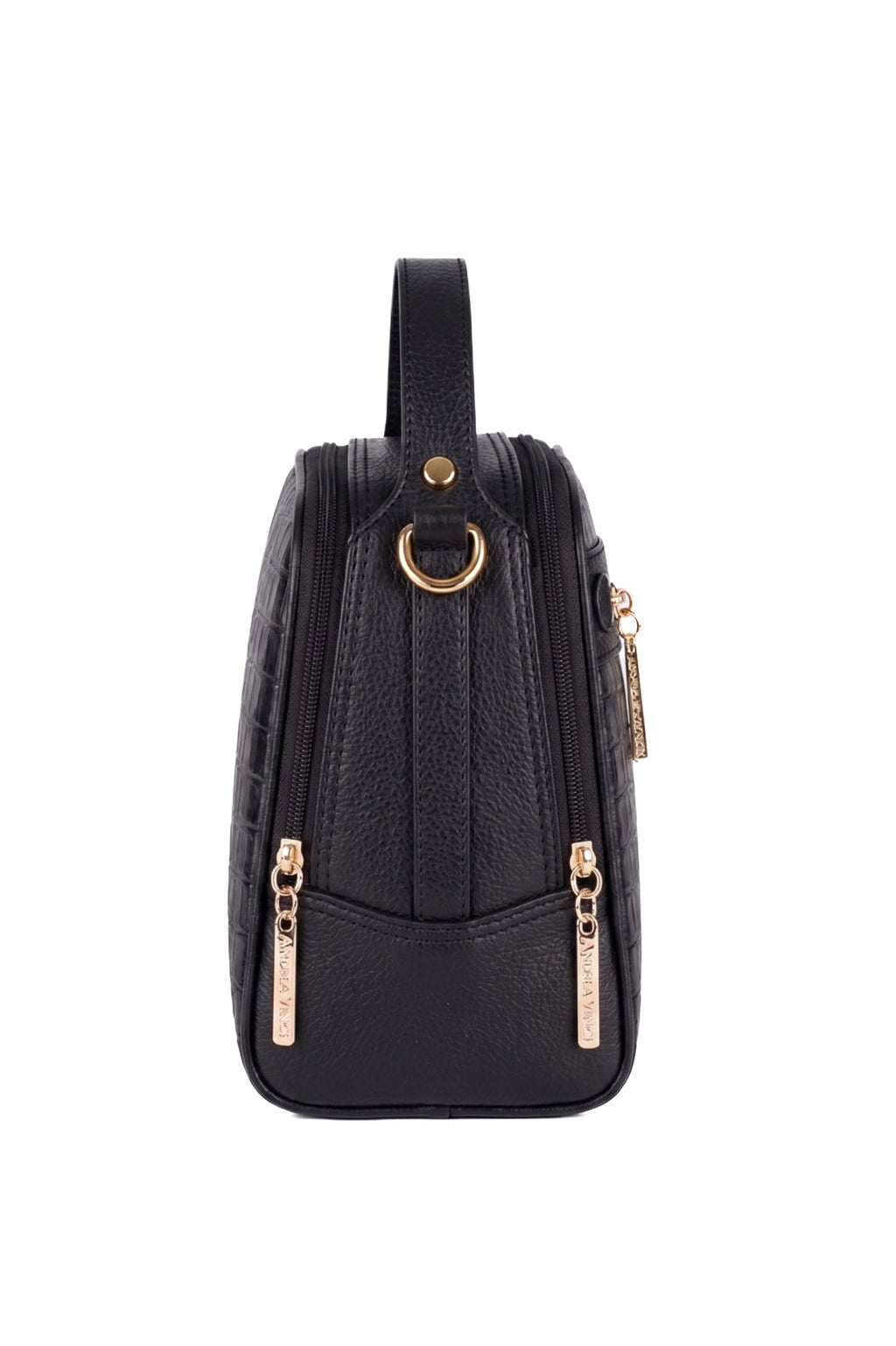 Bolsa baú pequena de couro croco Lara