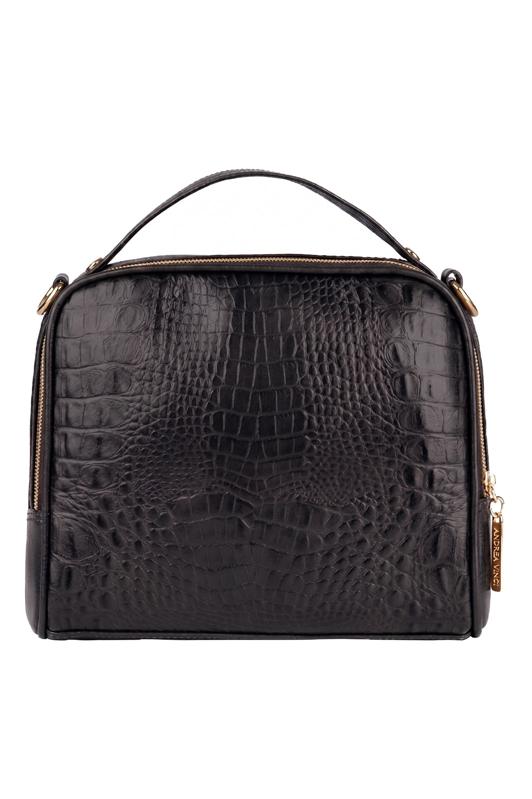 Bolsa baú pequena de couro croco Lara