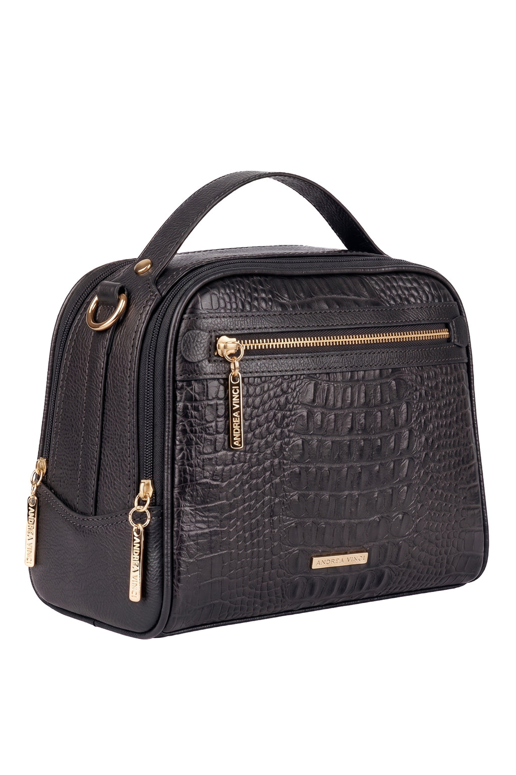 Bolsa baú pequena de couro croco Lara