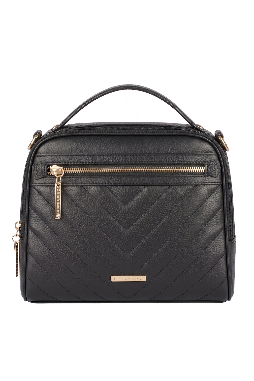 Bolsa baú pequena de couro liso Lara