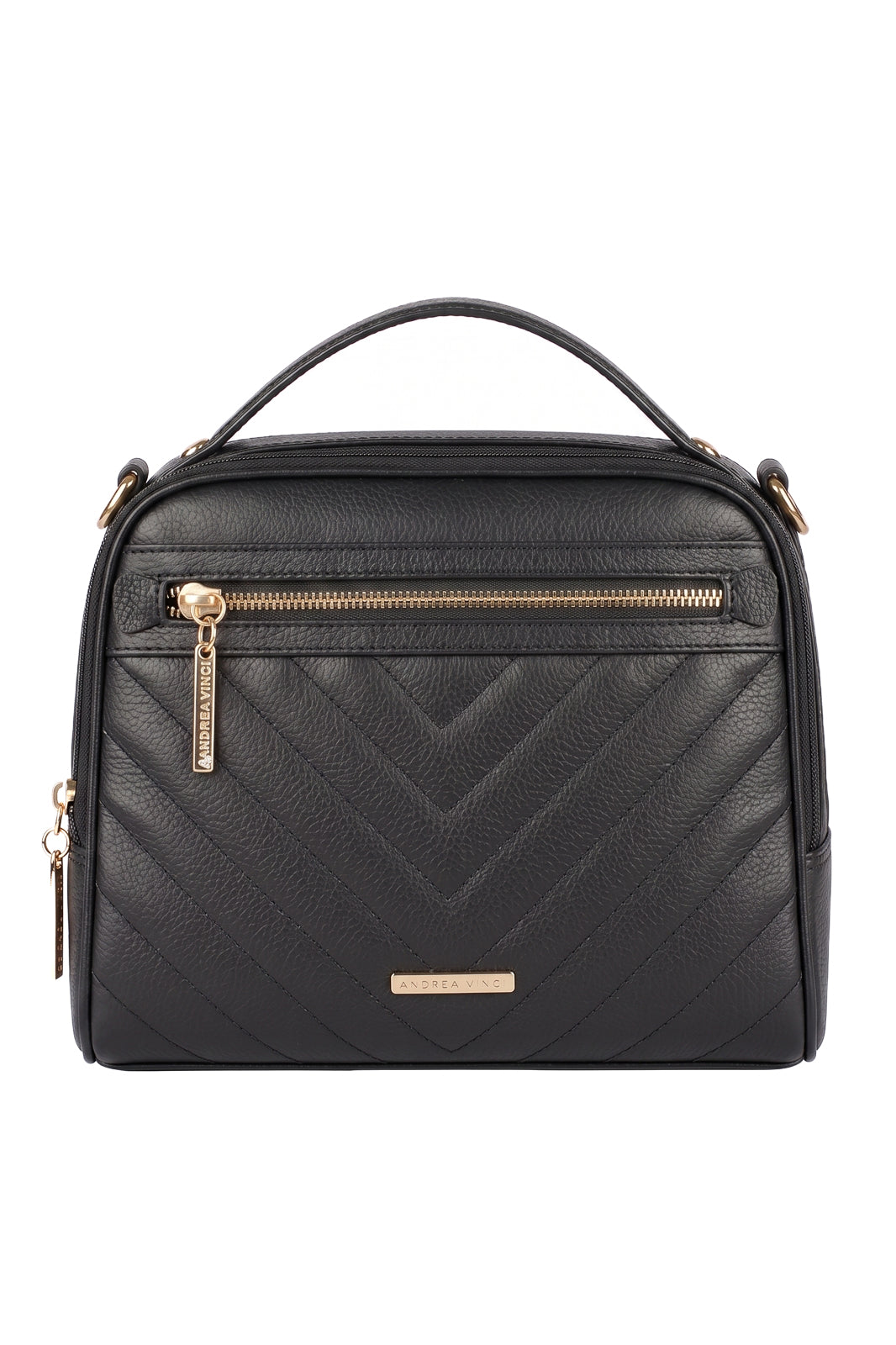Bolsa baú pequena de couro liso Lara